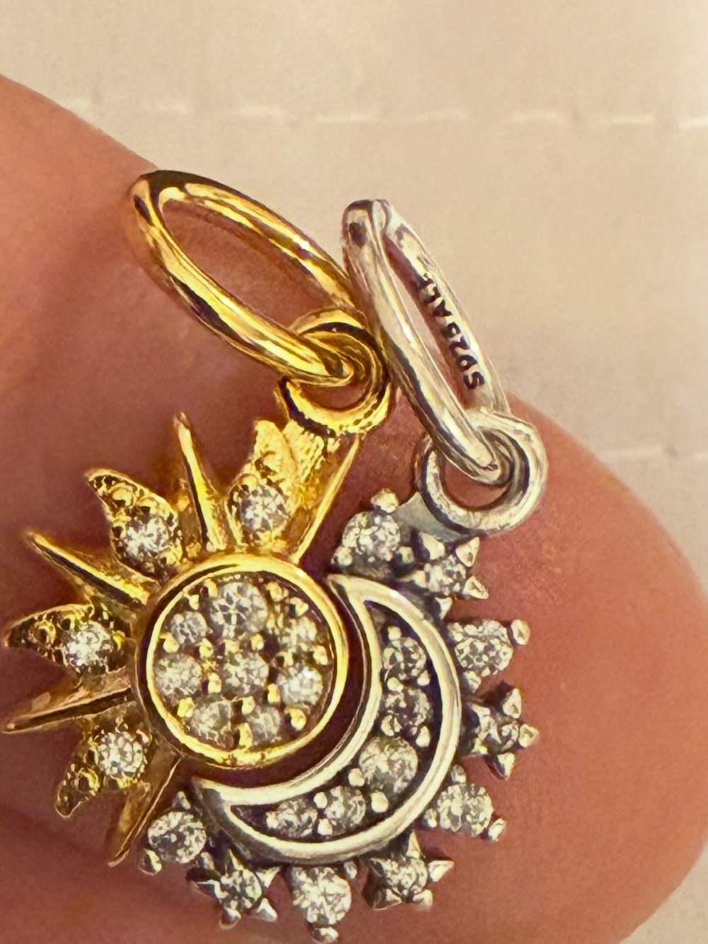 Pandora Gold and Silver Sun and Moon CZ Charm